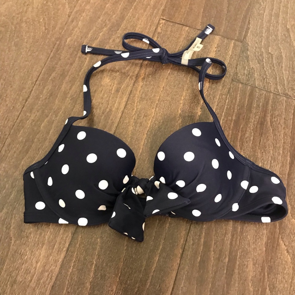NWT Aerie blue and white polka dot bathing suit